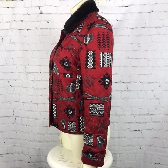 British Khaki Quilted Winter Jacket faux Fur EUC 6 - Picture 3 of 6